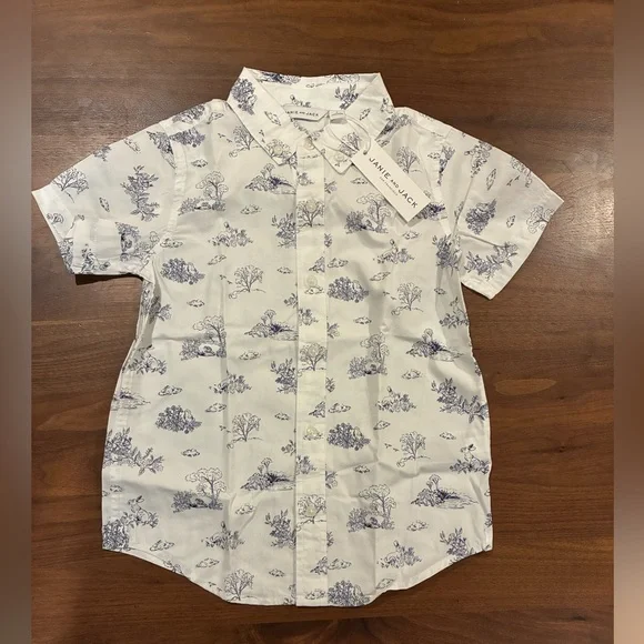 NWT- Janie and Jack White Bunny Poplin Shirt - Picture 3 of 4